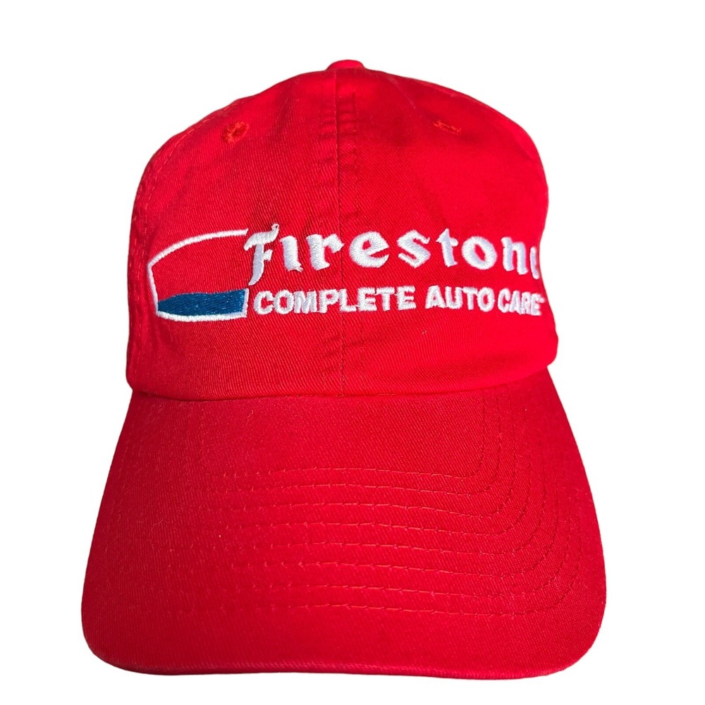 Firestone Hat Adult Strapback Red Embroidered Complete Auto Care Cap
